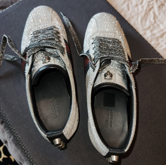 Gucci Silver Bambi Glitter Web 37.5 - Picture 3 of 4